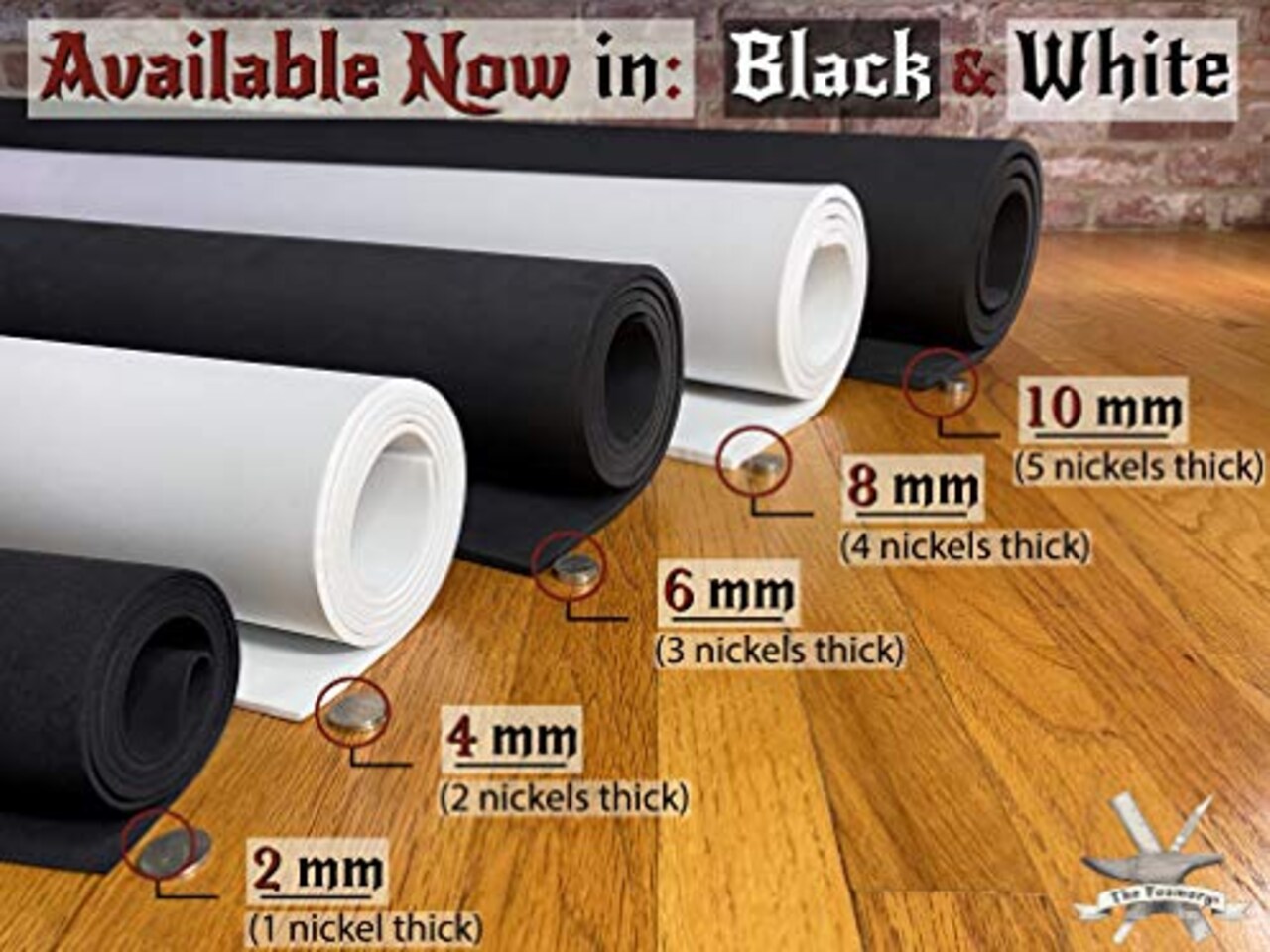 Foam Cosplay - 1mm (1mm to 10mm) - White or Black - 14" x 39" Sheet - Ultra High Density Craft Foam 85 kg/m3 - by The Foamory